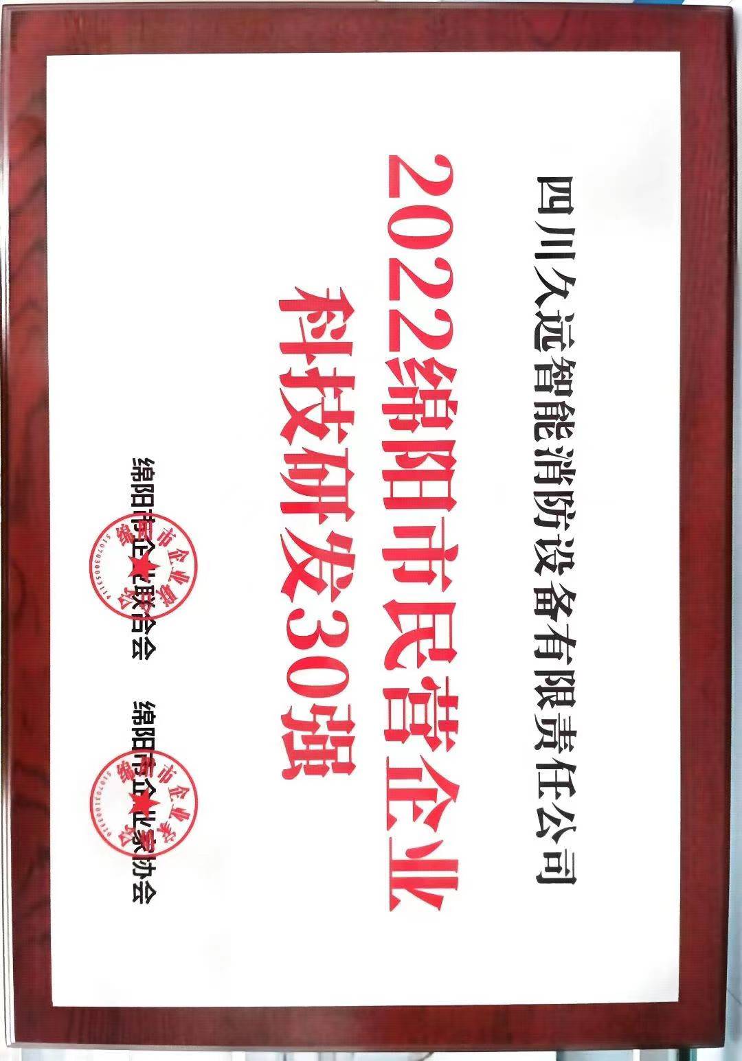 2022綿陽市民營企業(yè)科技研發(fā)30強(qiáng)